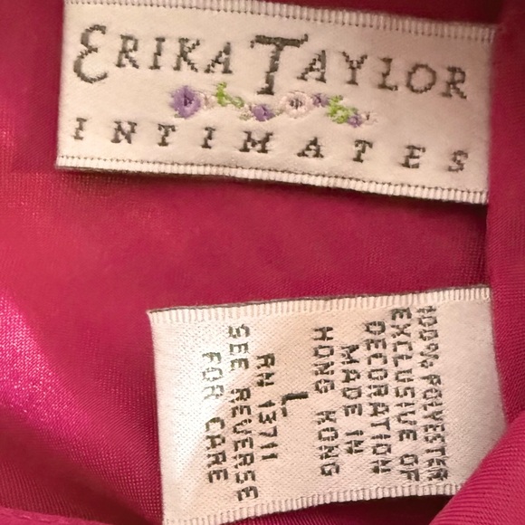 2 vintage slips. Fuschia and forest green. Lacy, embroidery on pink- L - Picture 6 of 11